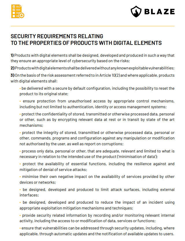 EU Cyber Resilience Act Security Requirements